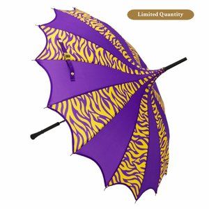 Purple & Gold Tiger Print Parasol Style Umbrella (Cosmetic Blemish)
